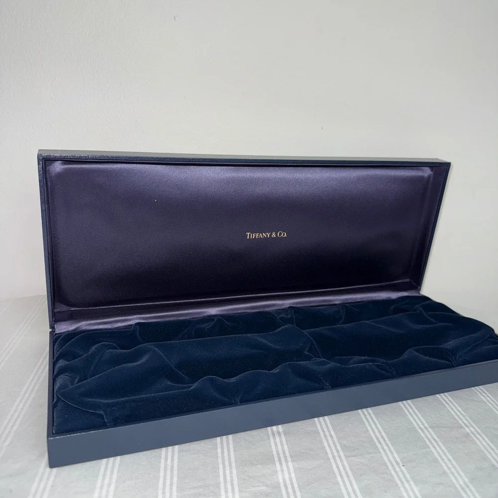 Tiffany & Co Navy Blue Velvet Flatware‎ Jewelry Presentation Box Purple Satin